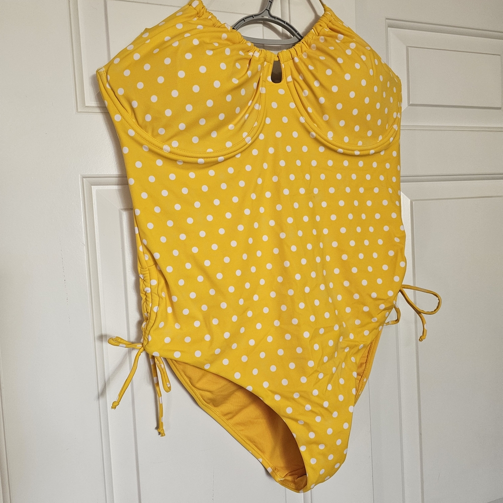 Yellow Polka Dot One Piece Swimsuit